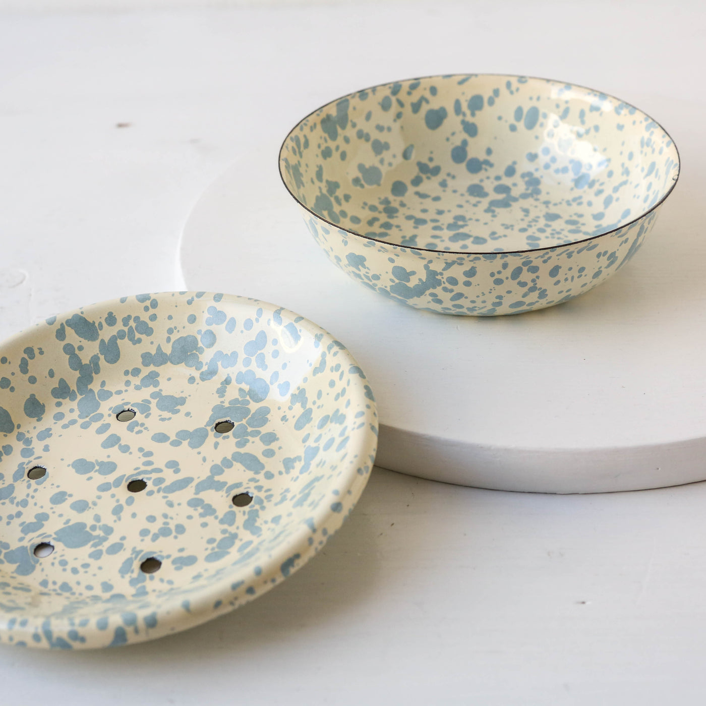 Splatterware Two Part Soap Dish - Sky Blue