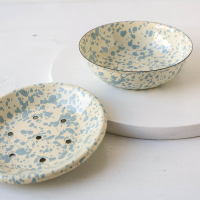 Splatterware Two Part Soap Dish - Sky Blue