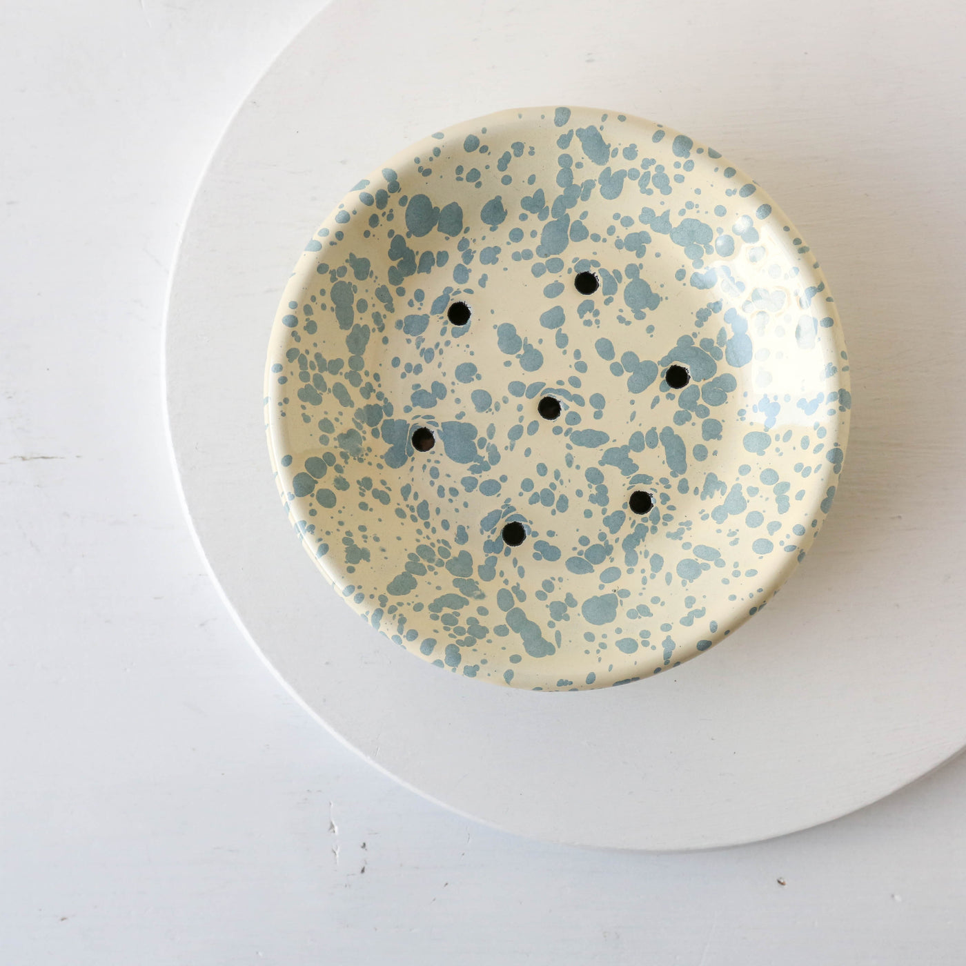 Splatterware Two Part Soap Dish - Sky Blue