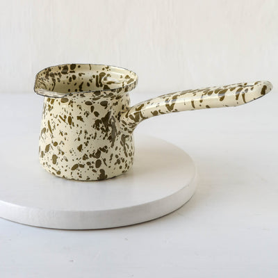 Splatterware Enamel Hot Chocolate Pot - Olive Green