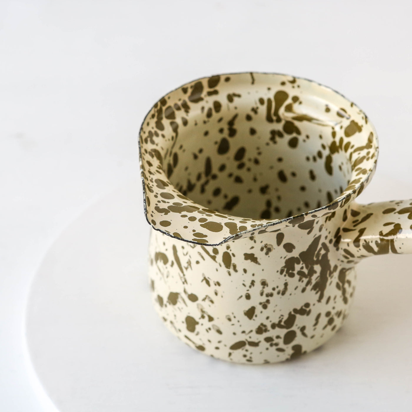 Splatterware Enamel Hot Chocolate Pot - Olive Green