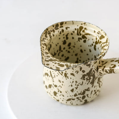 Splatterware Enamel Hot Chocolate Pot - Olive Green
