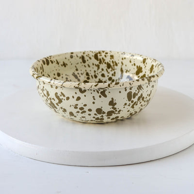 Splatterware Enamel Cereal Bowl - Olive Green