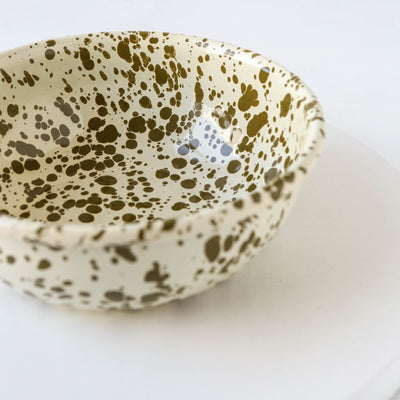 Splatterware Enamel Cereal Bowl - Olive Green