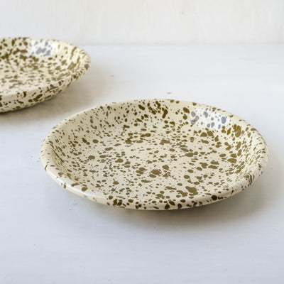 Splatterware Enamel Side Plate - Olive Green