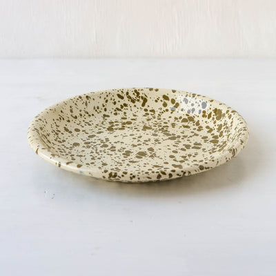 Splatterware Enamel Side Plate - Olive Green