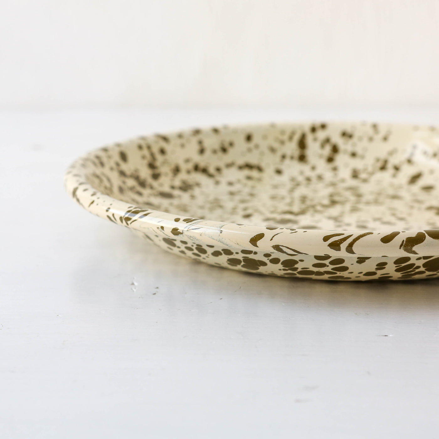 Splatterware Enamel Side Plate - Olive Green