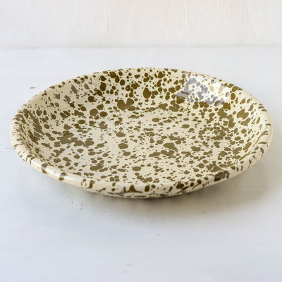 Splatterware Enamel Pasta Plate - Olive Green