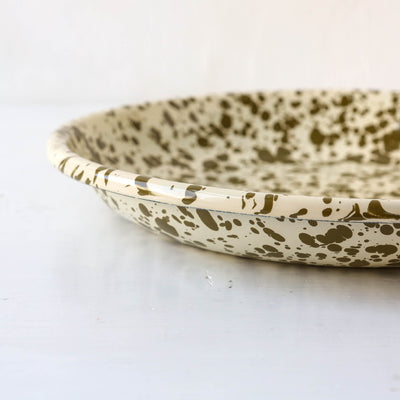 Splatterware Enamel Pasta Plate - Olive Green