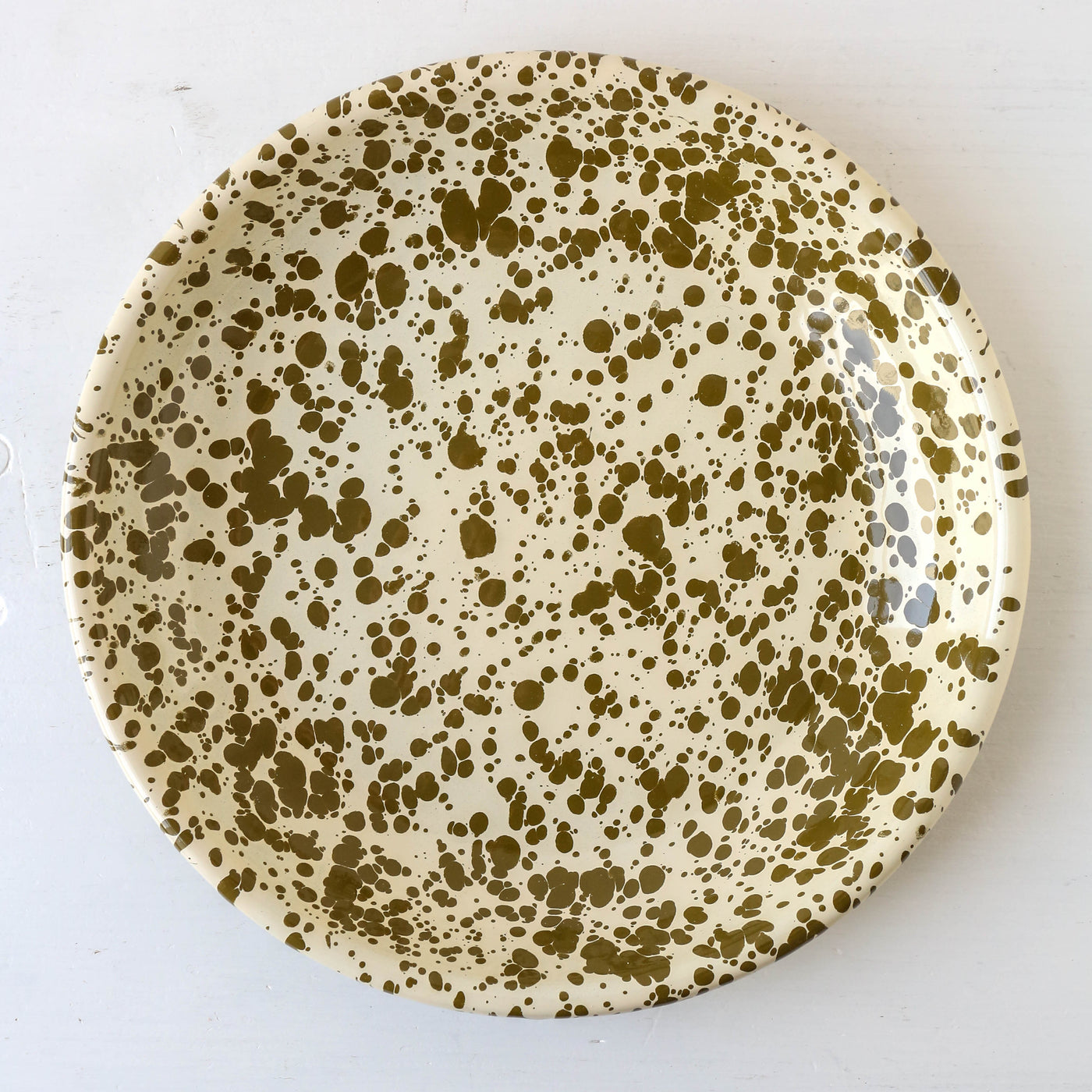 Splatterware Enamel Pasta Plate - Olive Green