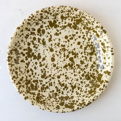 Splatterware Enamel Pasta Plate - Olive Green