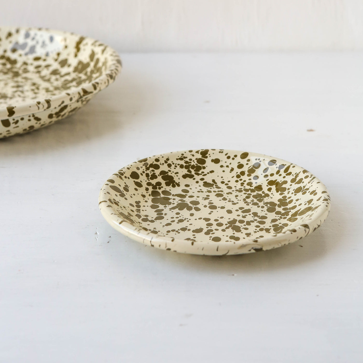 Splatterware Enamel Mini Plate - Olive Green