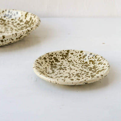 Splatterware Enamel Mini Plate - Olive Green