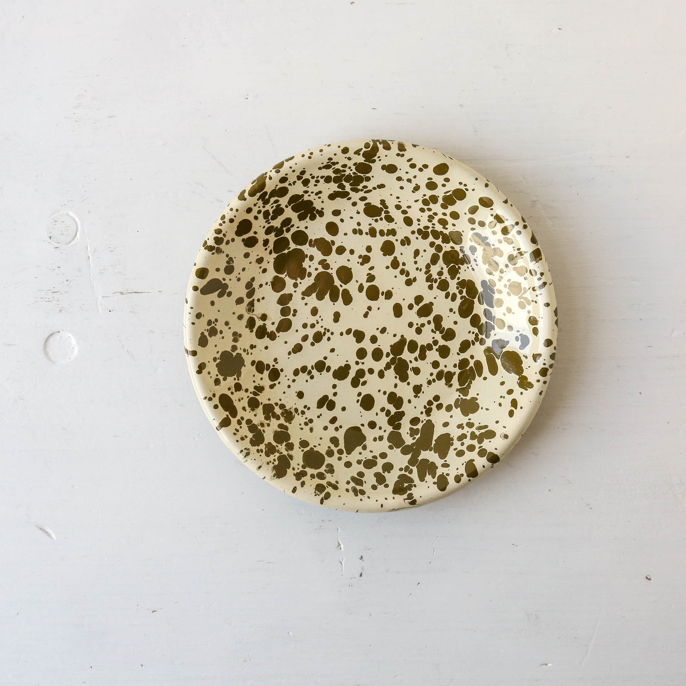 Splatterware Enamel Mini Plate - Olive Green