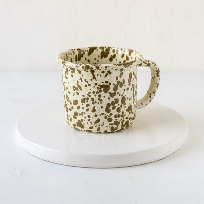 Splatterware Enamel Big Mug - Olive Green