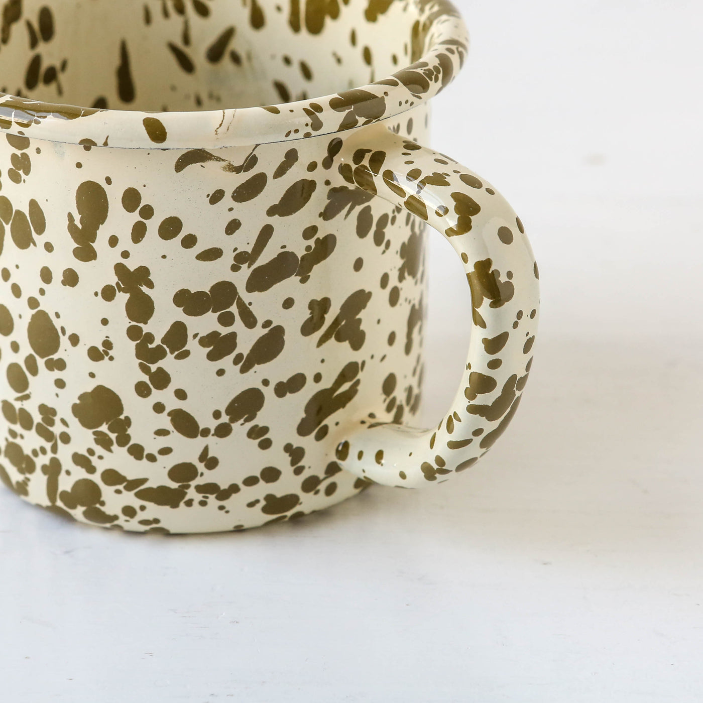 Splatterware Enamel Big Mug - Olive Green