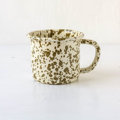 Splatterware Enamel Big Mug - Olive Green