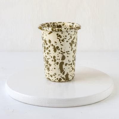 Splatterware Enamel Tumbler - Olive Green