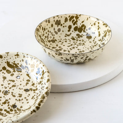 Splatterware Two Part Soap Dish - Olive Green