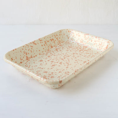 Splatterware Enamel Small Roasting Tray - Peachy Pink