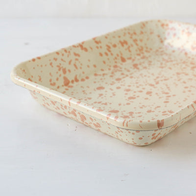 Splatterware Enamel Small Roasting Tray - Peachy Pink