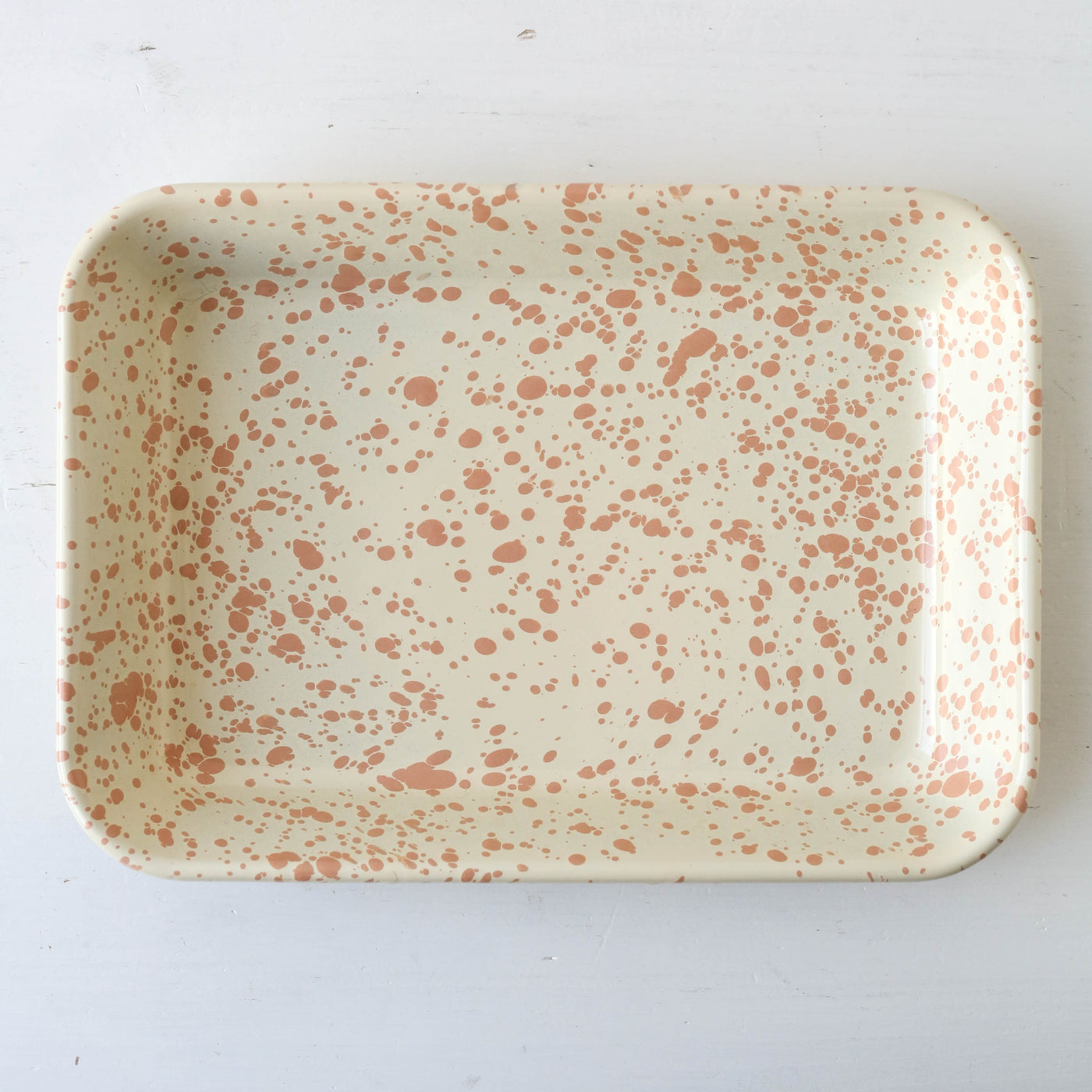 Splatterware Enamel Small Roasting Tray - Peachy Pink