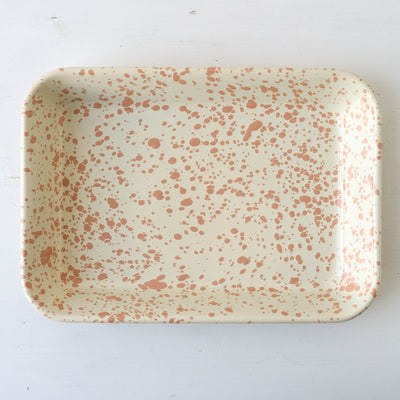 Splatterware Enamel Small Roasting Tray - Peachy Pink