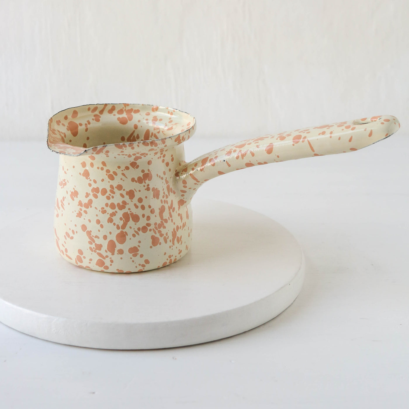 Splatterware Enamel Hot Chocolate Pot - Peachy Pink