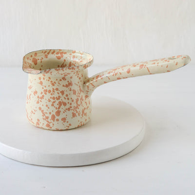 Splatterware Enamel Hot Chocolate Pot - Peachy Pink