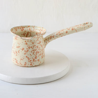 Splatterware Enamel Hot Chocolate Pot - Peachy Pink