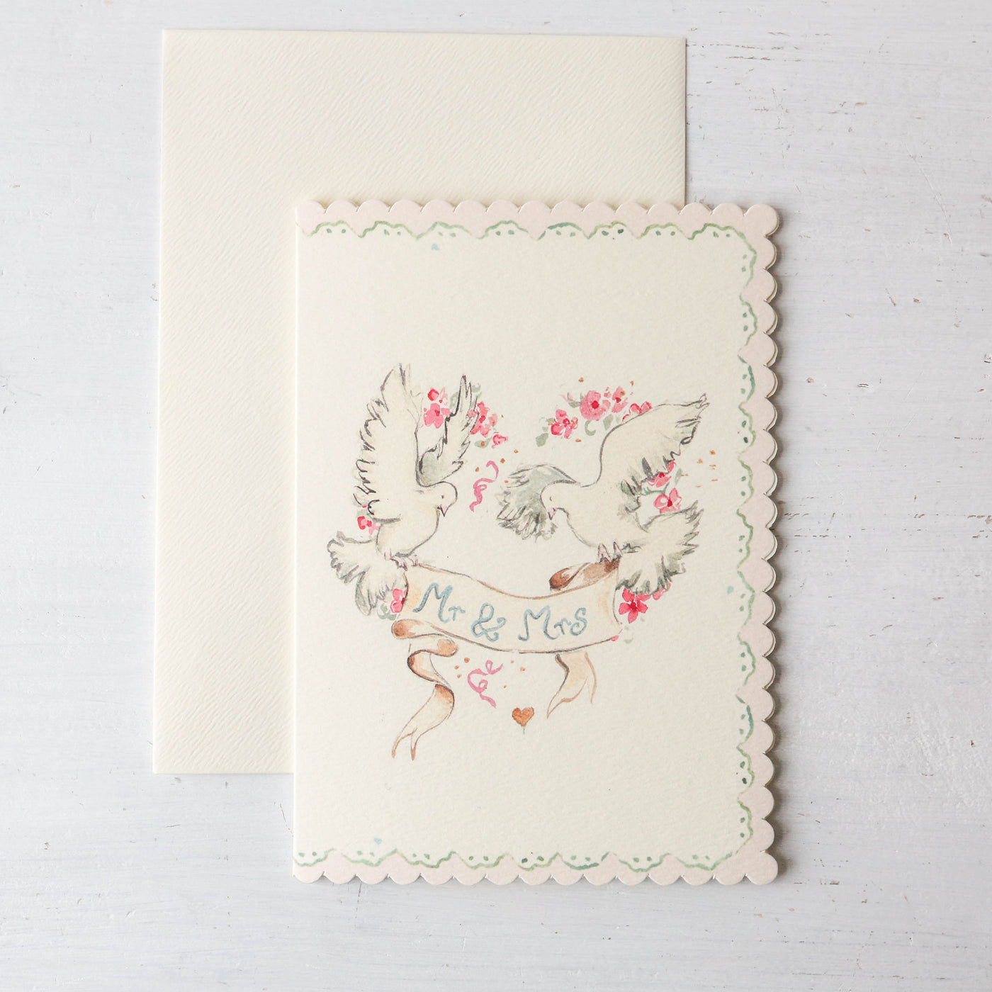 Mr & Mrs Scalloped Edge Card