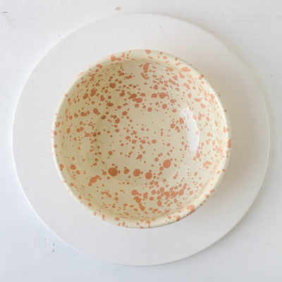 Splatterware Enamel Cereal Bowl - Peachy Pink
