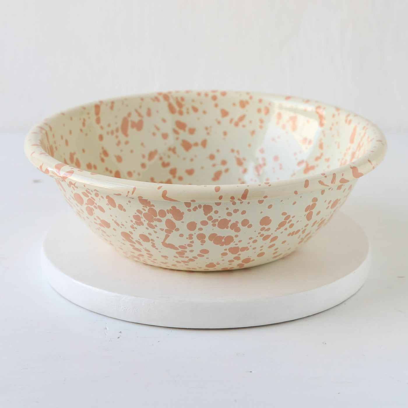 Splatterware Enamel Serving Bowl - Peachy Pink