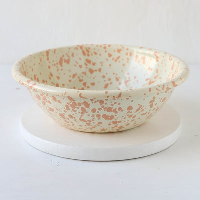 Splatterware Enamel Serving Bowl - Peachy Pink