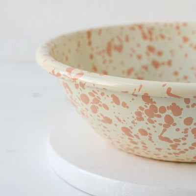 Splatterware Enamel Serving Bowl - Peachy Pink