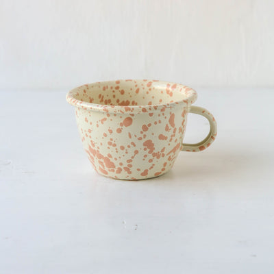 Splatterware Enamel Tea or Hot Chocolate Cup - Peachy Pink
