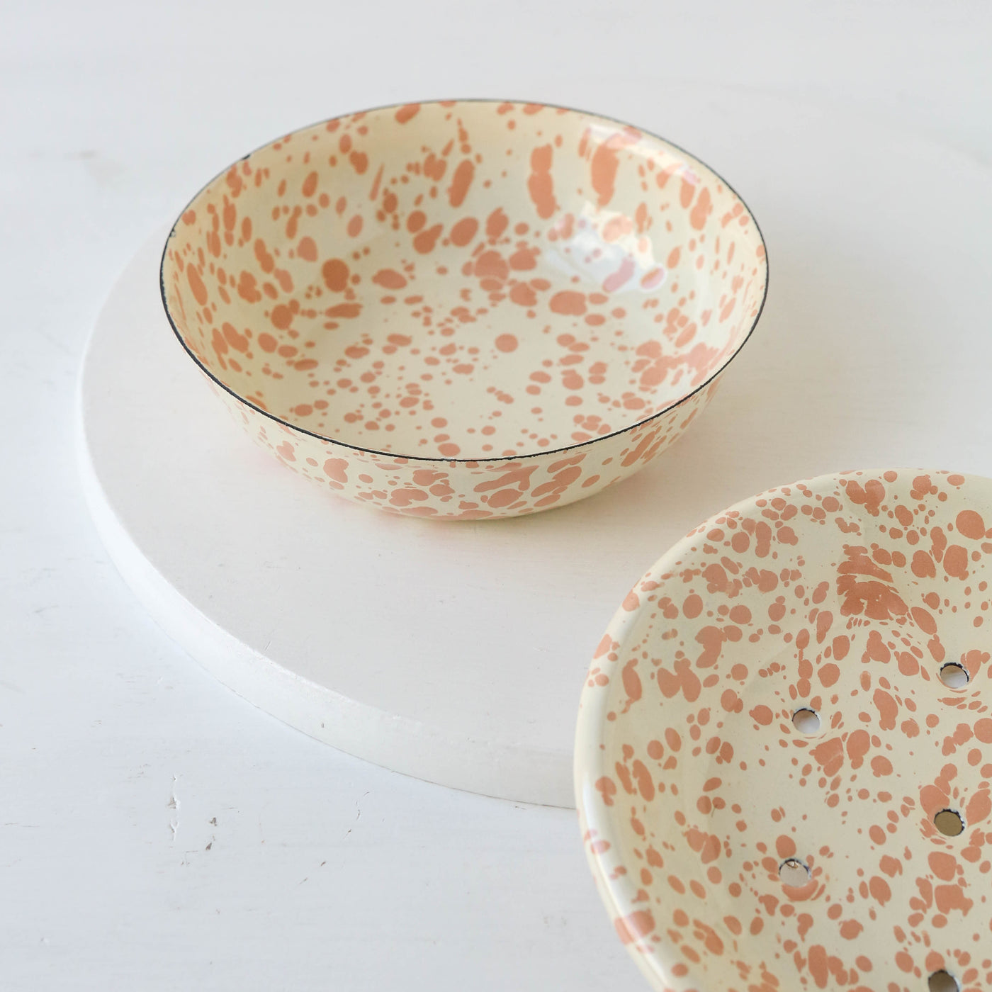 Splatterware Two Part Soap Dish - Peachy Pink