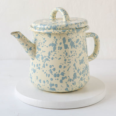 Splatterware Enamel Large Teapot - Sky Blue