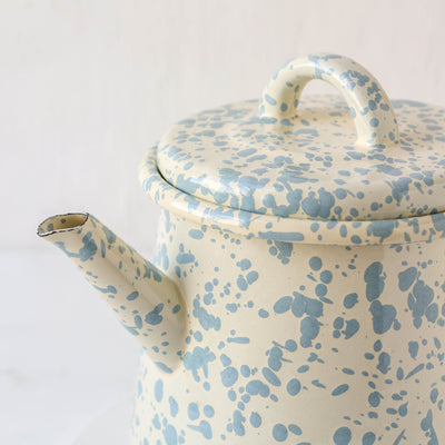 Splatterware Enamel Large Teapot - Sky Blue