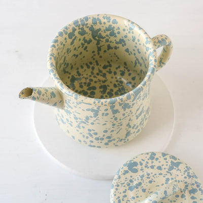 Splatterware Enamel Large Teapot - Sky Blue
