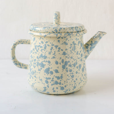 Splatterware Enamel Large Teapot - Sky Blue