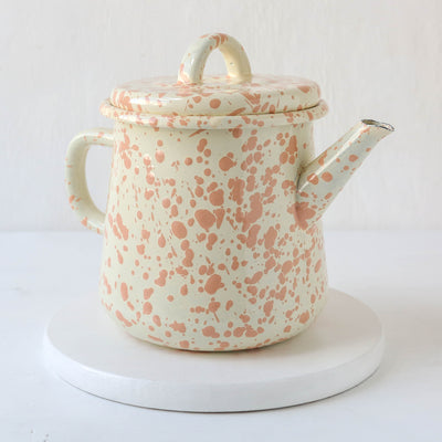 Splatterware Enamel Large Teapot - Peachy Pink