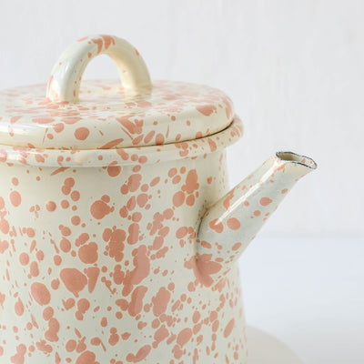 Splatterware Enamel Large Teapot - Peachy Pink