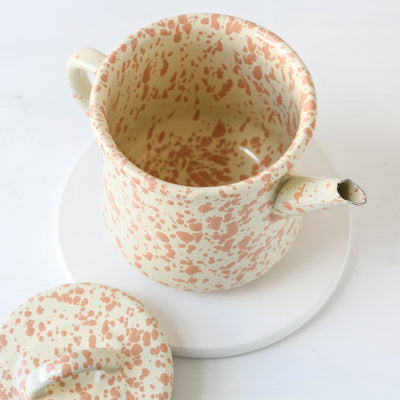 Splatterware Enamel Large Teapot - Peachy Pink