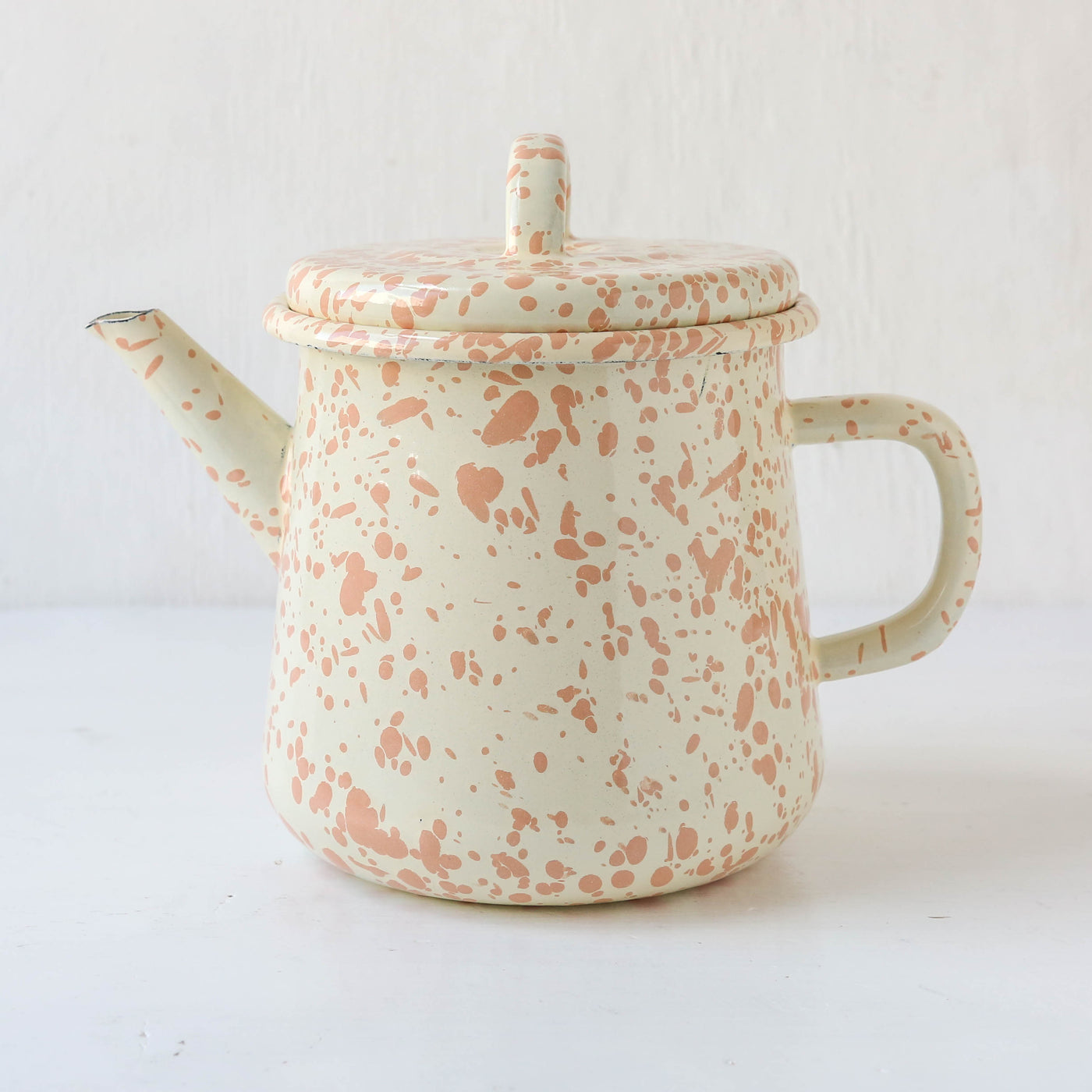 Splatterware Enamel Large Teapot - Peachy Pink