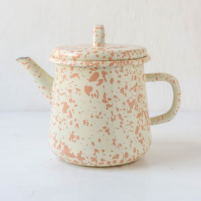 Splatterware Enamel Large Teapot - Peachy Pink