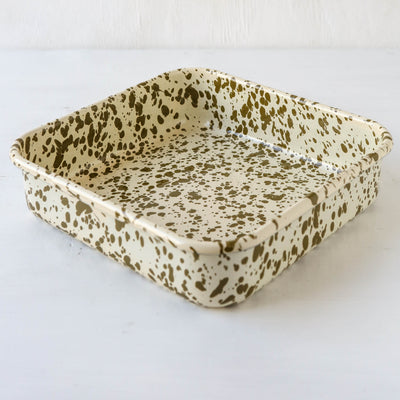 Splatterware Enamel Square Oven Pan - Olive Green