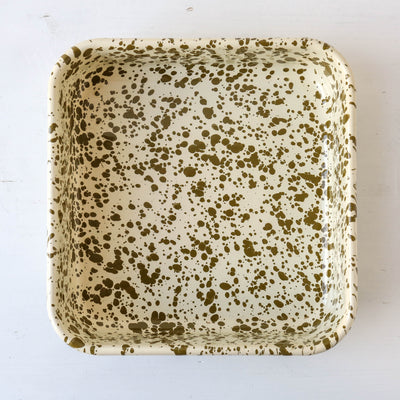 Splatterware Enamel Square Oven Pan - Olive Green