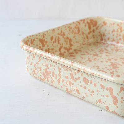 Splatterware Enamel Square Oven Pan - Peachy Pink