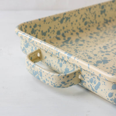 Splatterware Enamel Oven Pan with Handles - Sky Blue